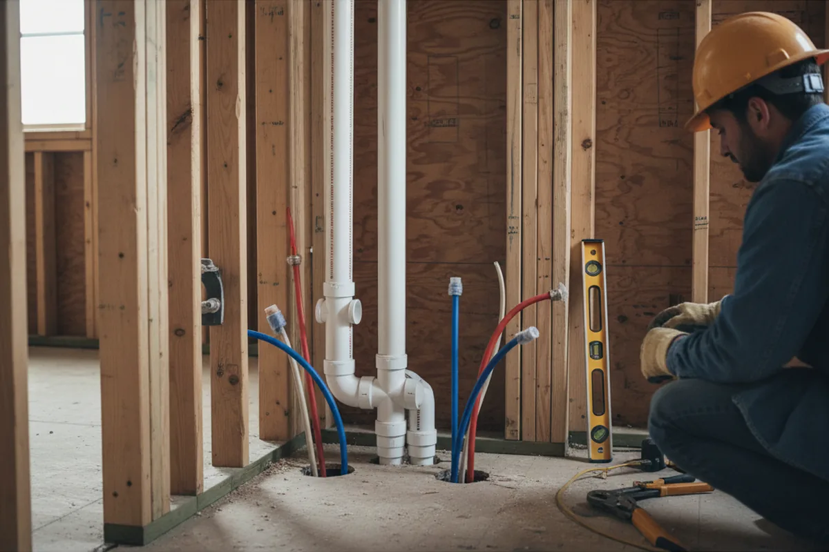 Drain and supply rough-in during Toilet Repair and Installation in Wilmore